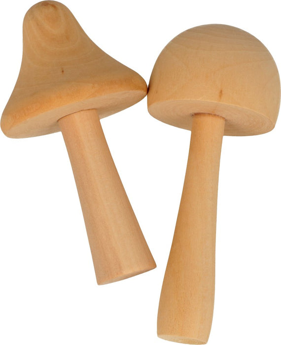 Large Wooden Mushrooms x 2