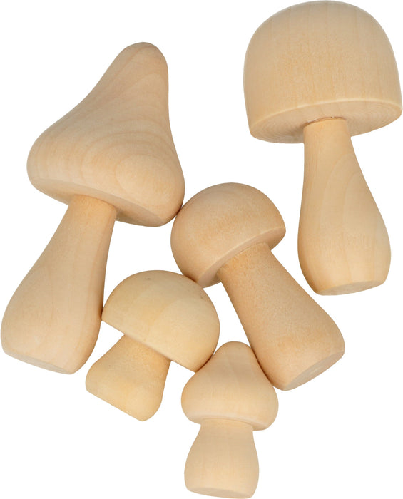 Wooden Mushrooms Set x 5