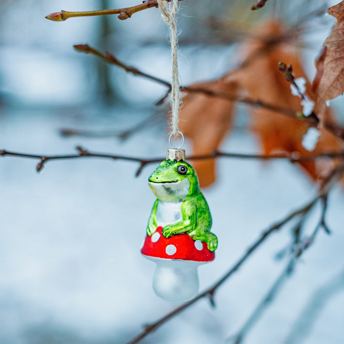 Frog on a Mushroom Shaped Bauble