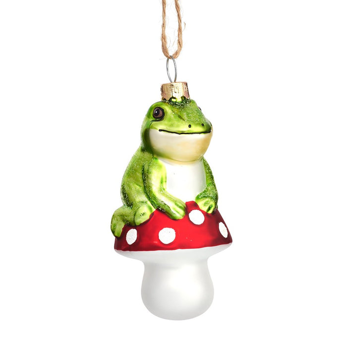 Frog on a Mushroom Shaped Bauble