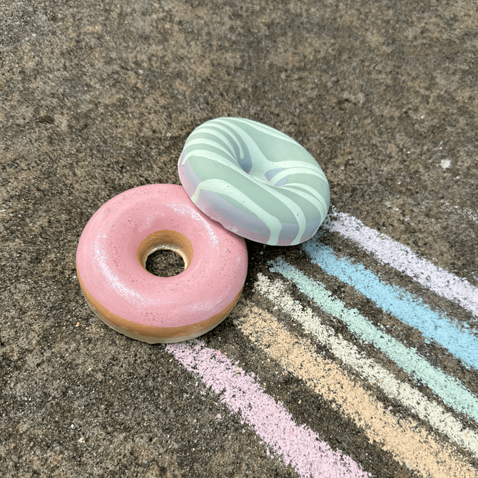 Handmade Sidewalk Chalk - Rainbow Double Donut Set