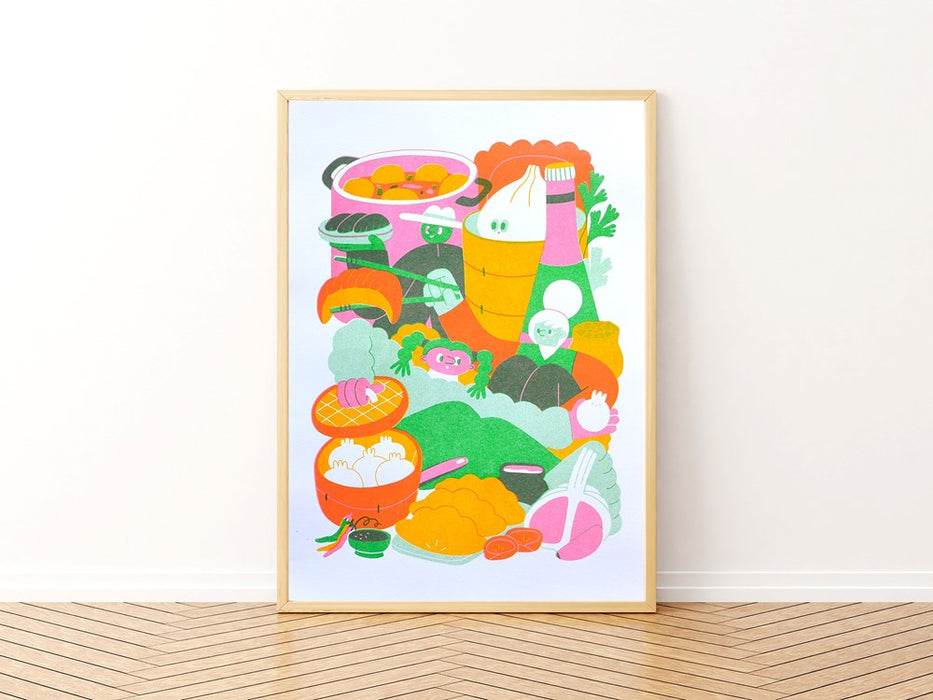 Dumpling Club A4 Risograph Print