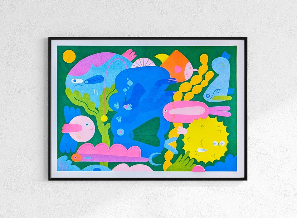 Fishies A3 Risograph Print