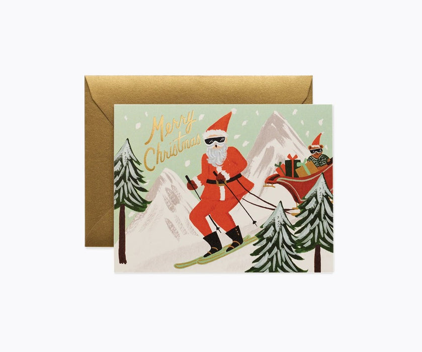 Skiing Santa Card