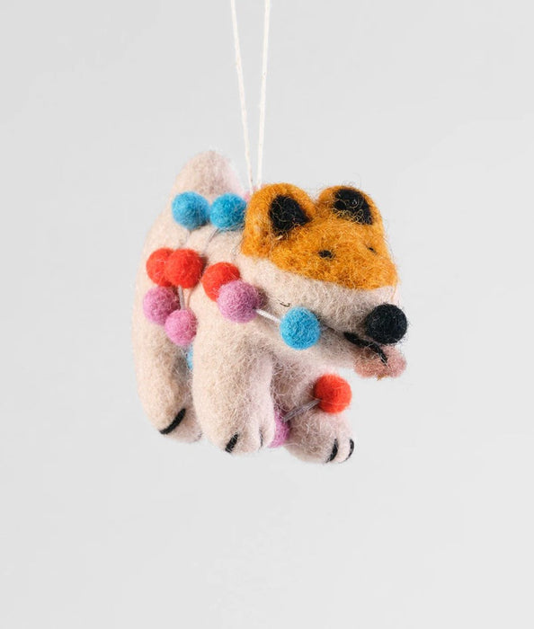 Willa  Dog with Baubles Felt Decoration