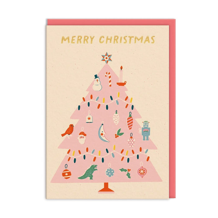 Pink Christmas Tree Card Set