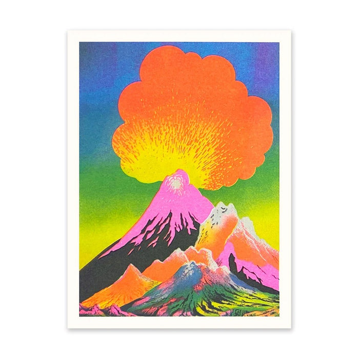 Neon Volcanoes 1 Riso Print (8x6)