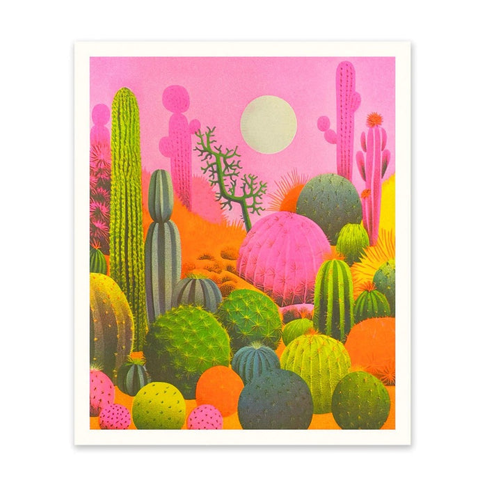 Pink Cacti Riso Print (12x10)