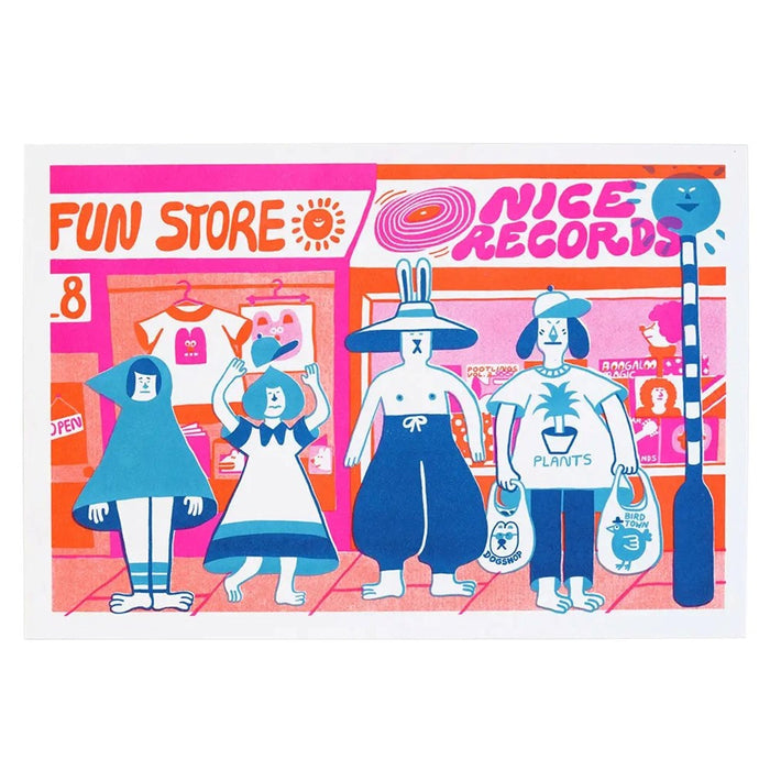 Happy Shoppers Riso Art Print