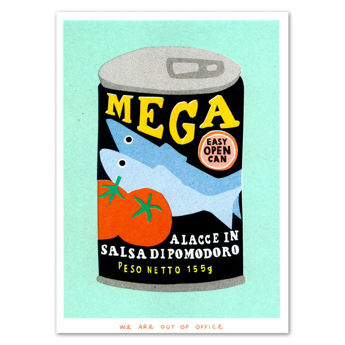 A Risograph Print of A Can Mega Sardines