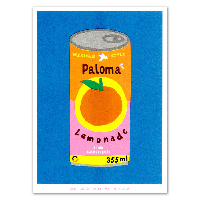 A Risograph Print of A Can of Paloma Lemonade