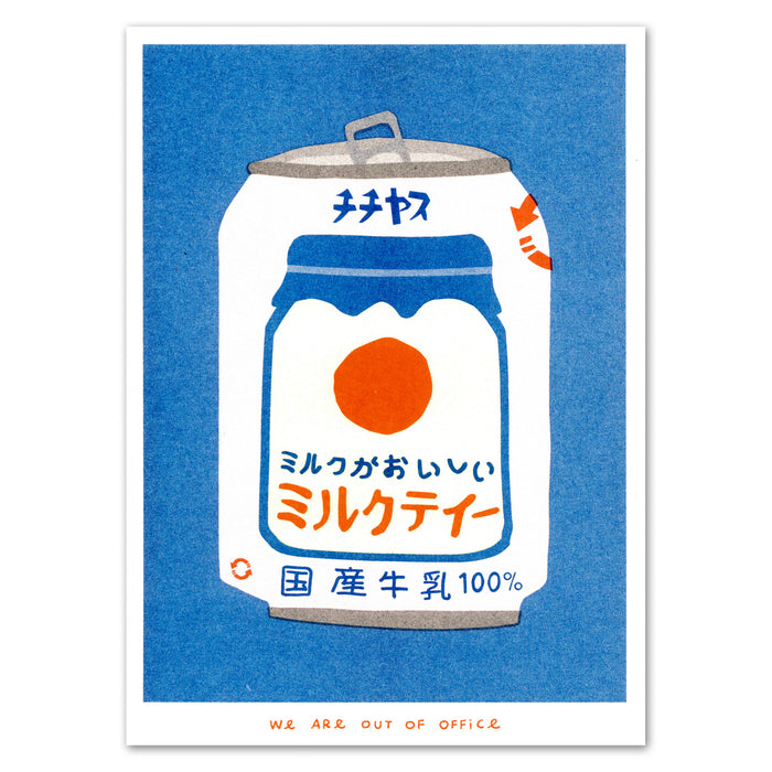 A Risograph Print of A Japanese Can of Milky Tea