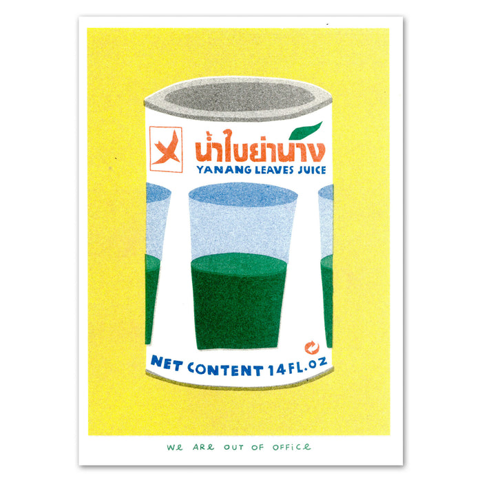 A Risograph Print of A Thai Can of Yanang Leaves Juice