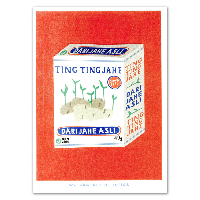 A Risograph Print of A Box of Ting Ting Candy