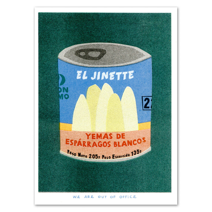 A Risograph Print of Can of Esparragos