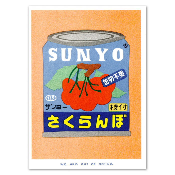 A Risograph Print of A Canned Cherries