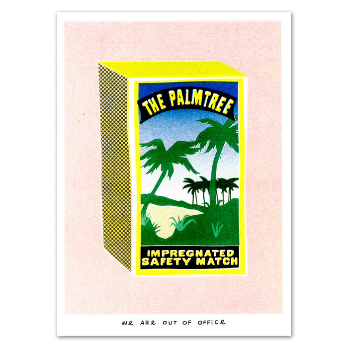 A Risograph Print of A Palmtree Matchbox