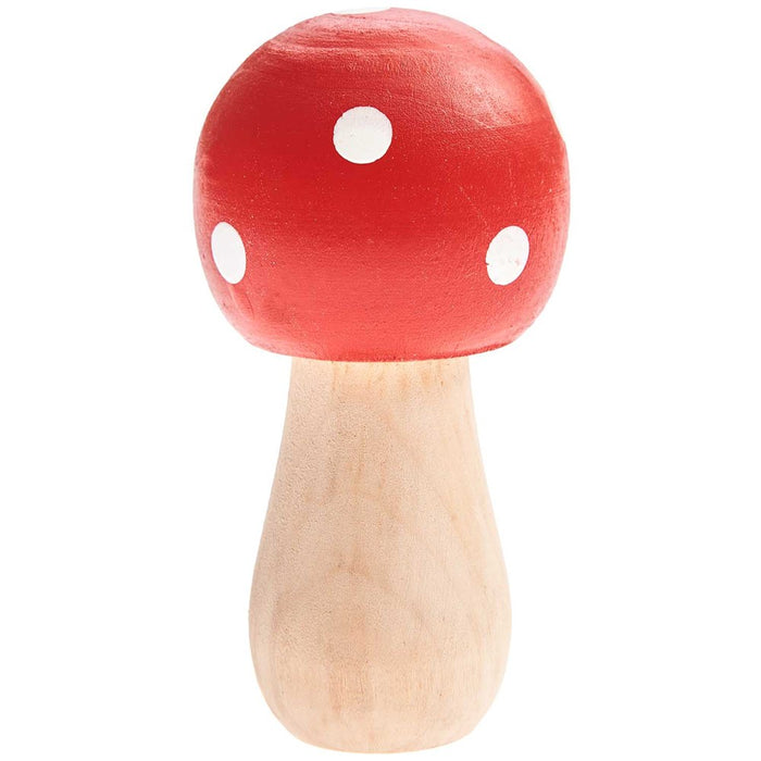 Wooden Mushroom Round Red