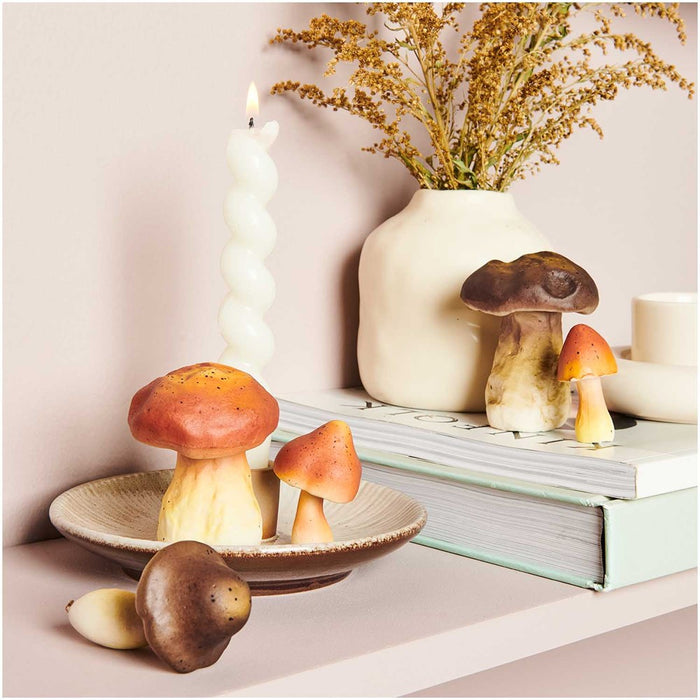 Decorative Mushrooms Styrofoam Brown/Caramel 6 Pcs