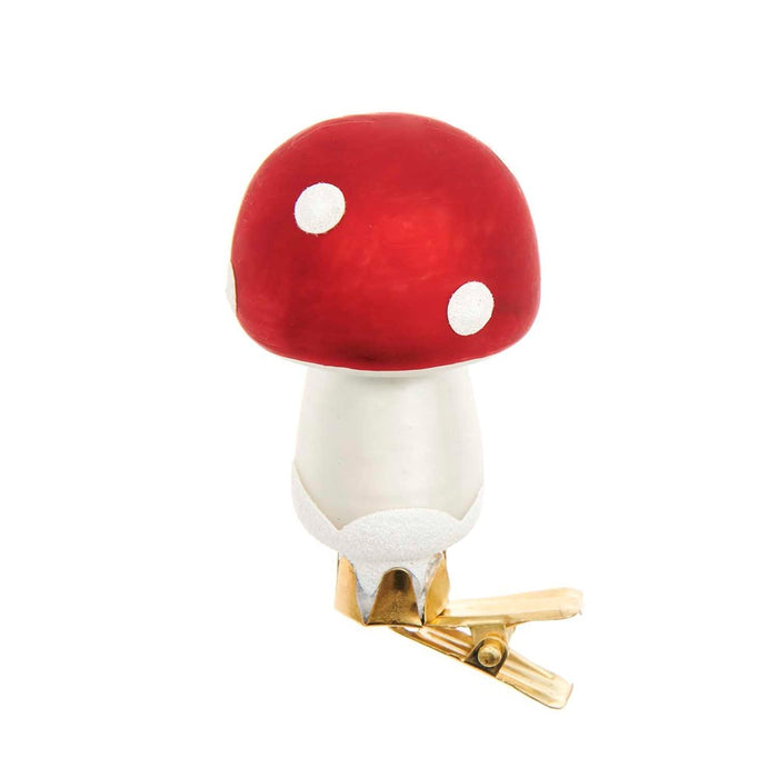 Glass Clip Fly Agaric Round With Glitter