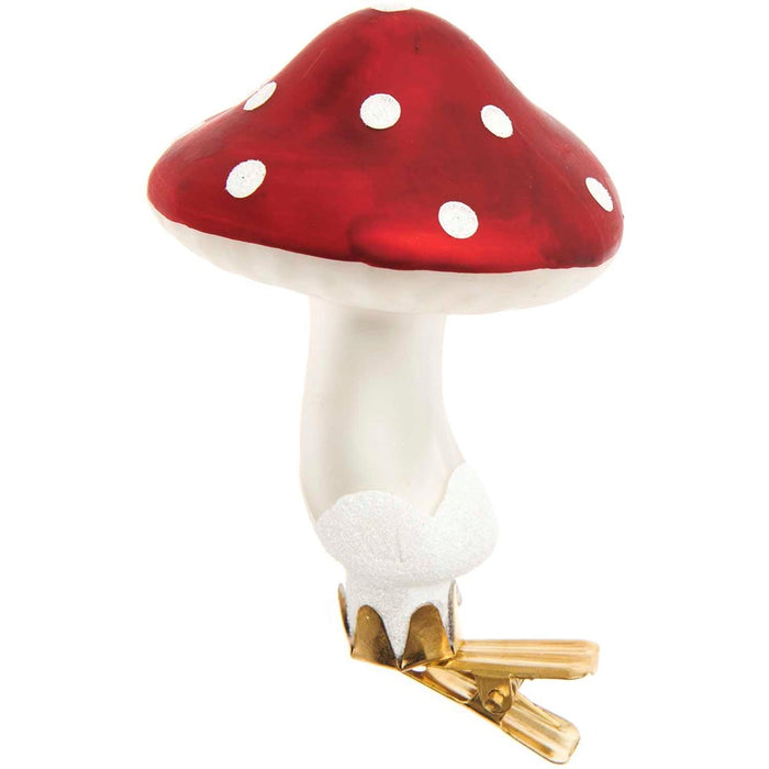 Glass Clip Fly Agaric Pointed With Glitter