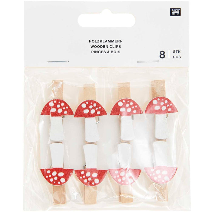 Wooden Clips Fly Agaric White/Red