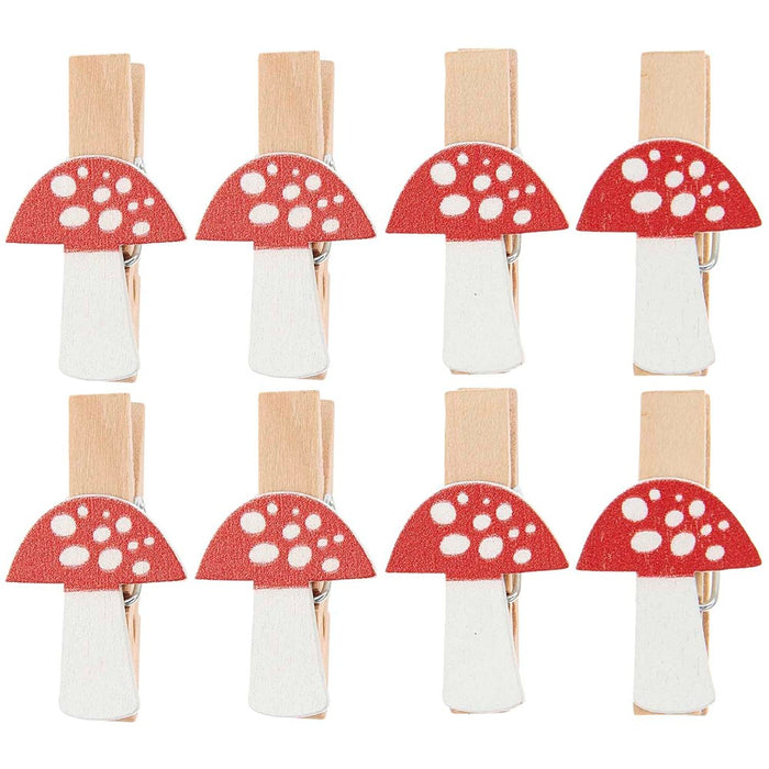 Wooden Clips Fly Agaric White/Red