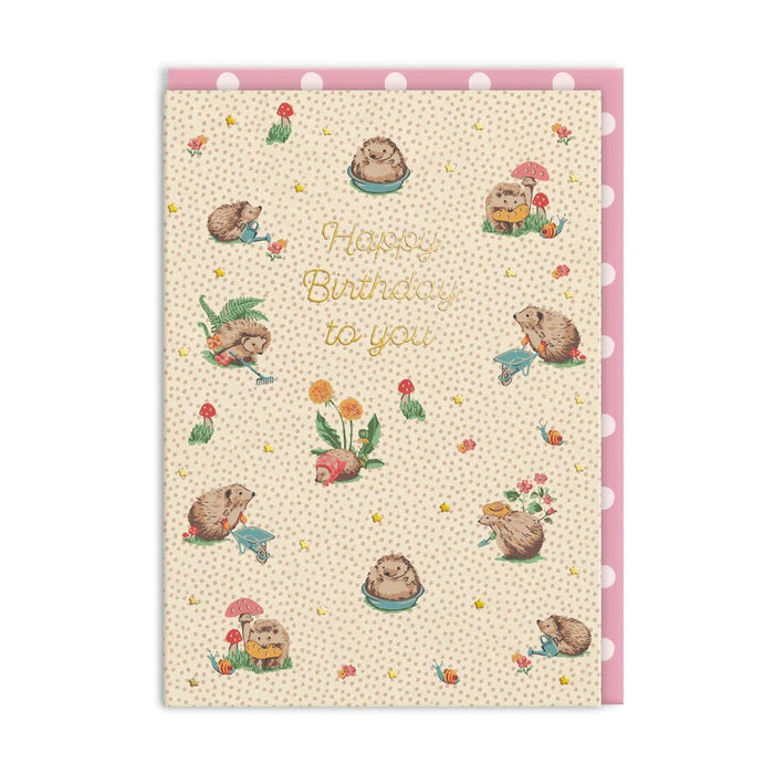 Cath Kidston Hedgehogs Happy Birthday Card