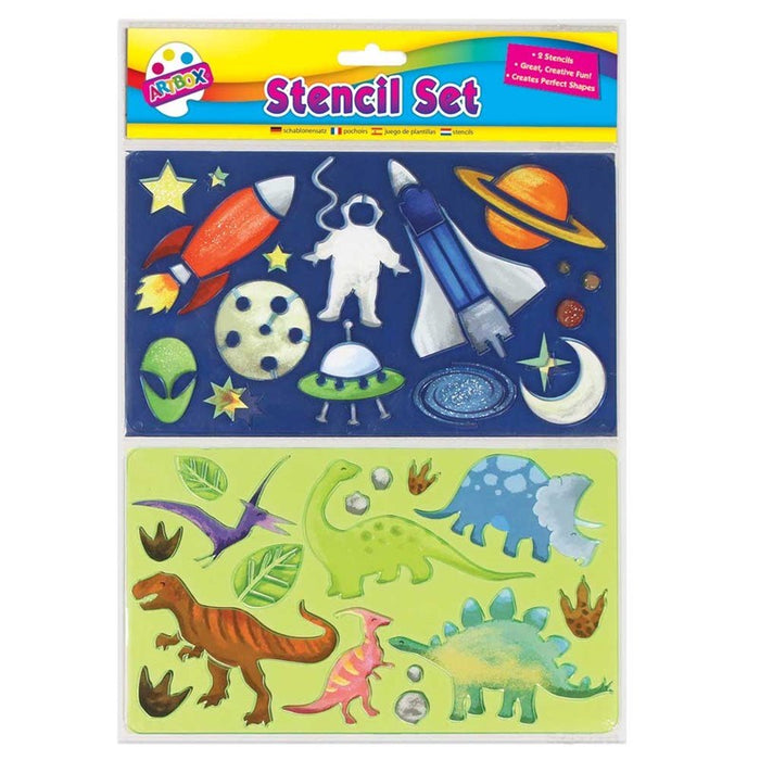 Fun Stencils 2 Pack Dinosaurs