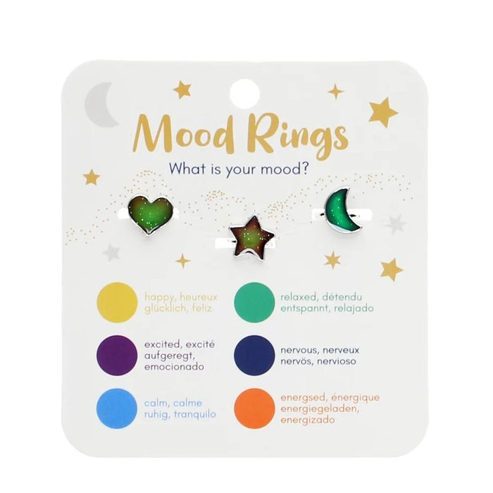 Mood rings (set of 3) - Heart, star & moon