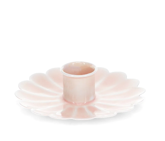 Enamel flat flower candle holder - Pink