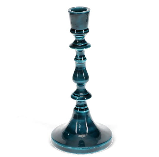 Enamel candlestick (19cm) - Blue