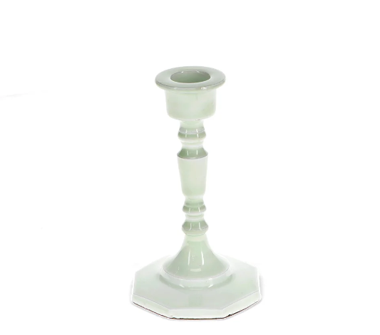 Enamel candlestick (13cm) - Light grey