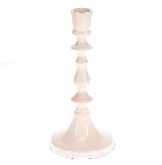 Enamel candlestick (19cm) - Pink