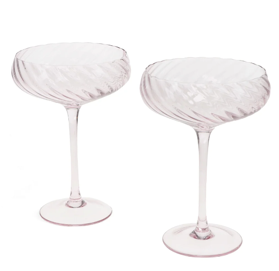 Scalloped coupe cocktail glasses (set of 2) - Pink