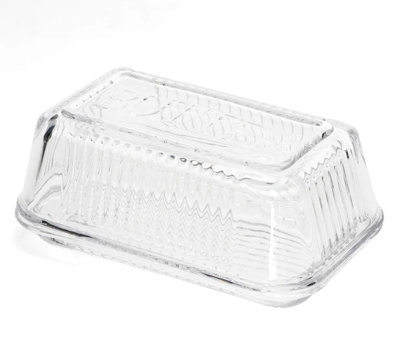 Glass butter dish