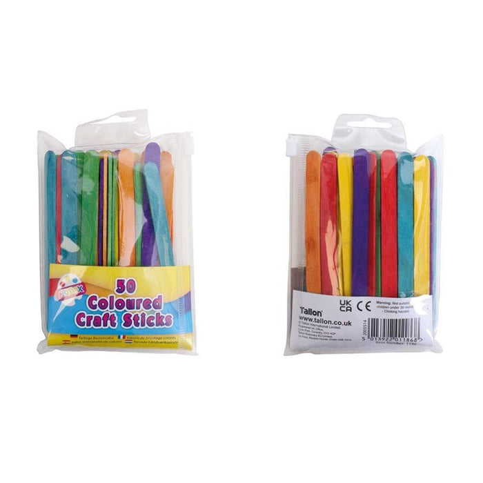 50 Coloured Craft (lollipop) Sticks