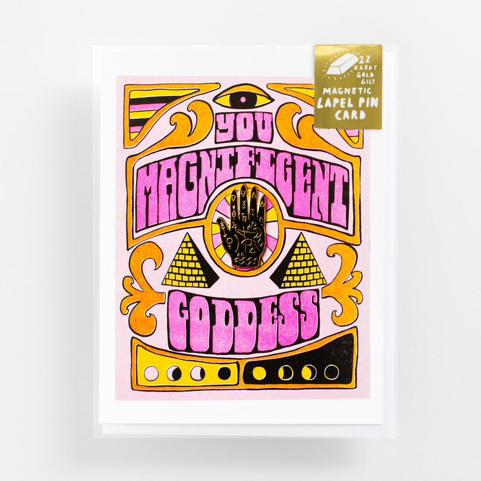 Yellow Owl Workshop - You Magnificent Goddess Mystic Hand Magnetic Label Pin Card