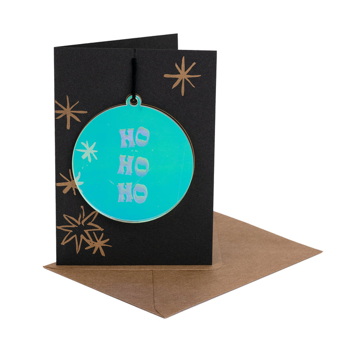 FA X Tara Collette HO HO HO A6 BAUBLE Christmas Card