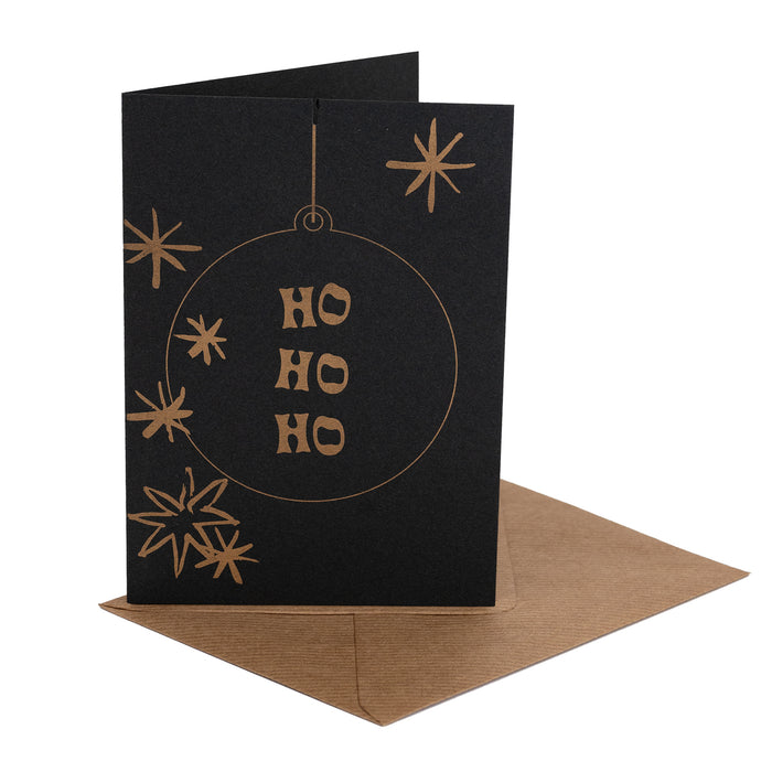 FA X Tara Collette HO HO HO A6 BAUBLE Christmas Card