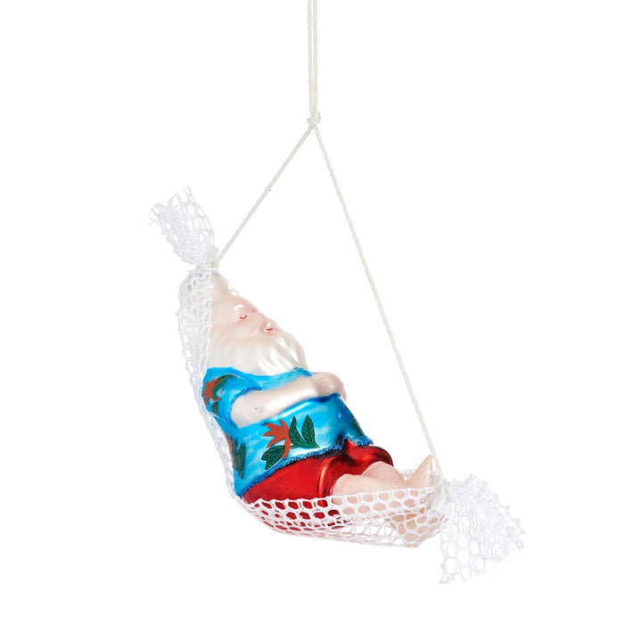 Santa In A Hammock Shaped Bauble