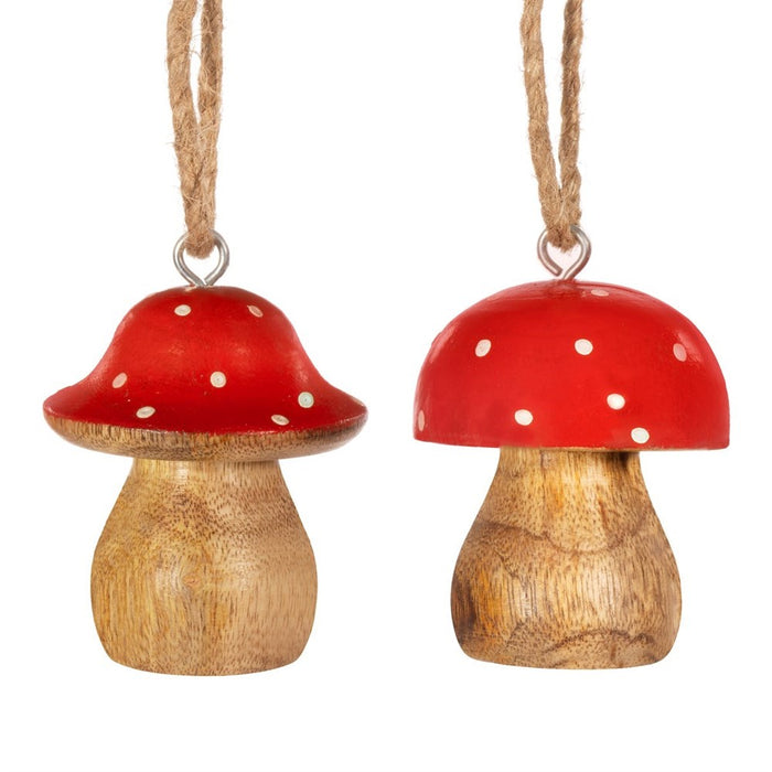 Red & White Wooden Mushroom Hanging Decoration Small (Assorted)